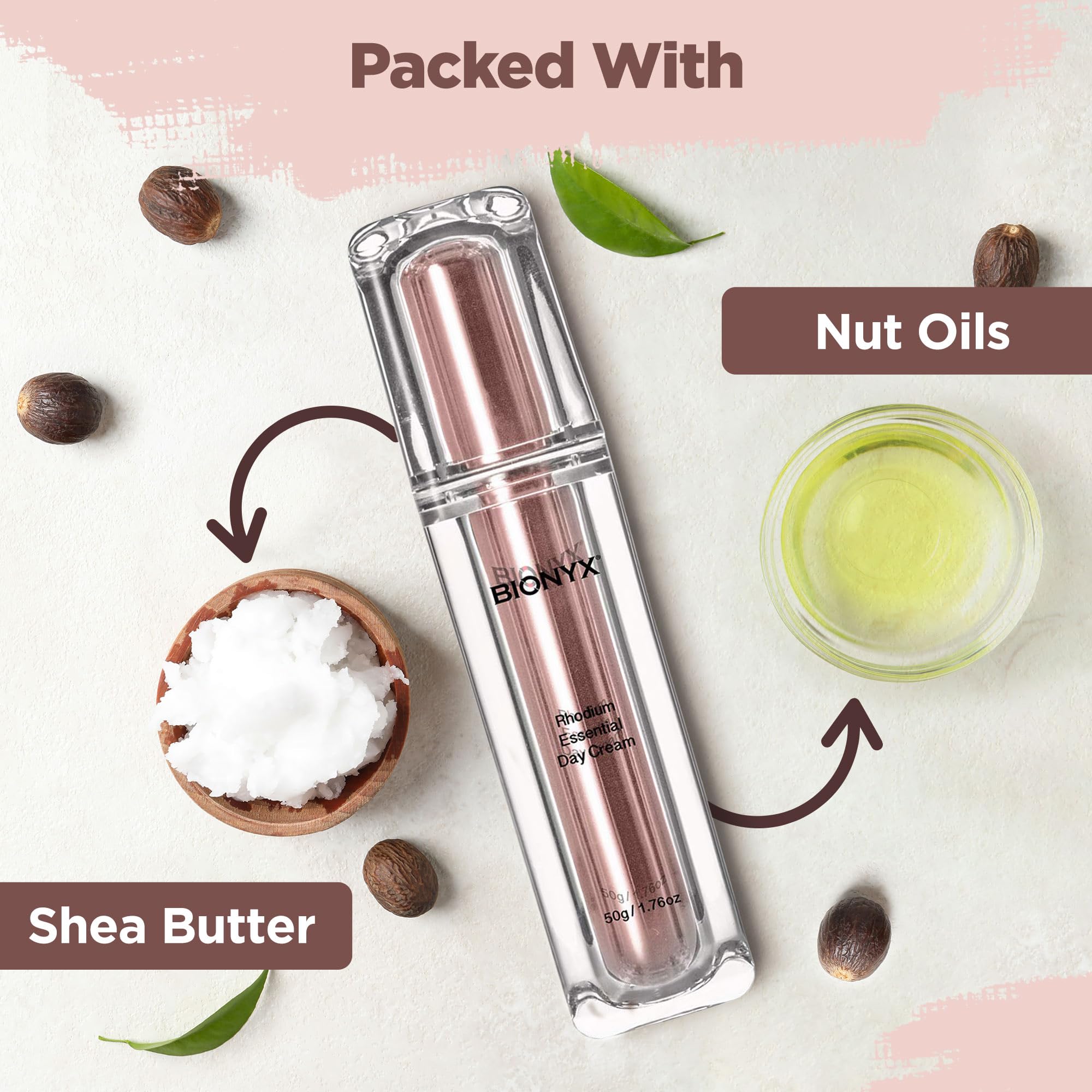 Bionyx Rhodium Day Cream for Face - Moisturizing Face Cream with Sunflower and Shea Butter - Wrinkle Cream for Face - 1.76 Fl. Oz.